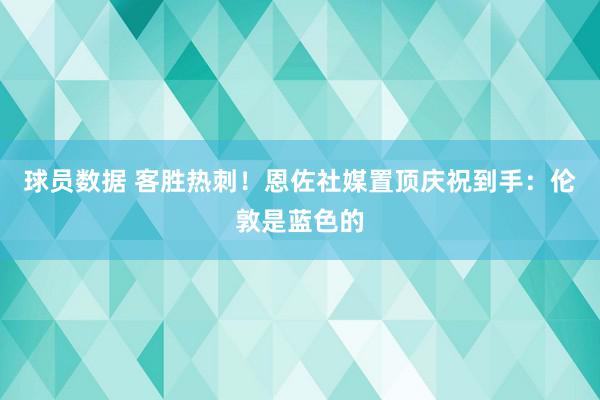 球员数据 客胜热刺！恩佐社媒置顶庆祝到手：伦敦是蓝色的