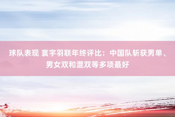 球队表现 寰宇羽联年终评比：中国队斩获男单、男女双和混双等多项最好